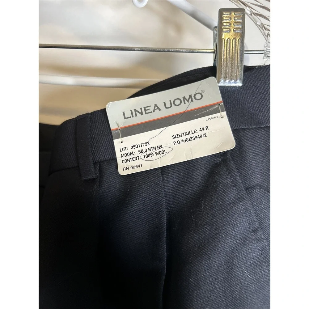 Linea Uomo Men's Navy Wool Suit 3‎ Button Jacket And Pants Size 44R NWT